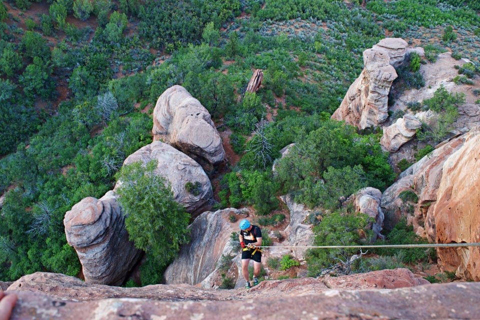 Ed on rope in Zion