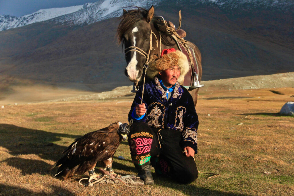 Hunting with Eagle is very old and generation cultures of Kazakh Nomads. They lived in Mongolia as Western site. Also they herding the their animals