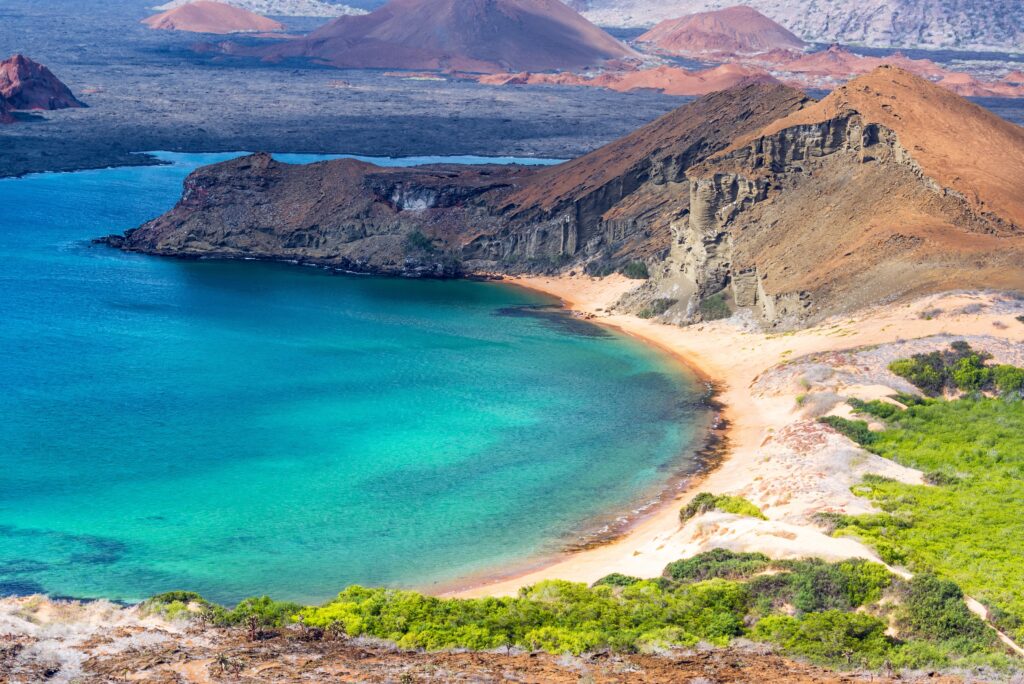 Beautiful beach on Bartolome Island in the Galapagos Islands in Ecuador