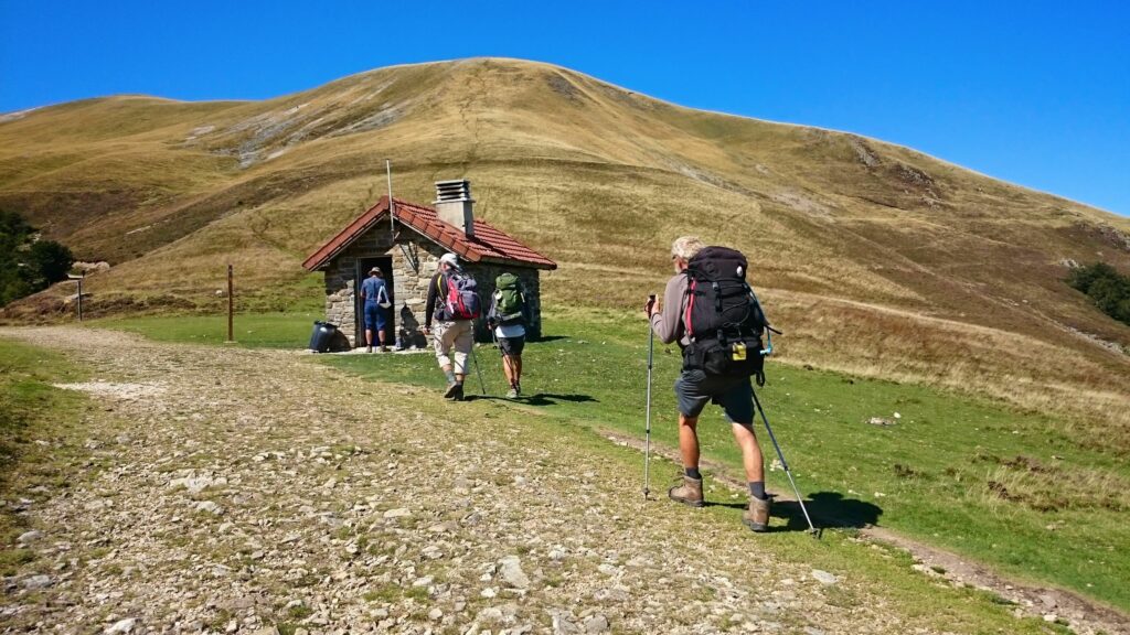 Pilgrims crossing the Atlantic Pyrenees on the French Way of Santiago (Napoleon Route)