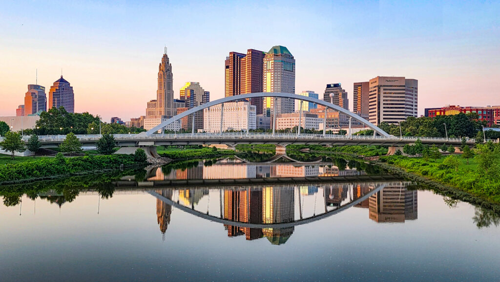 Downtown Columbus Ohio at sunset