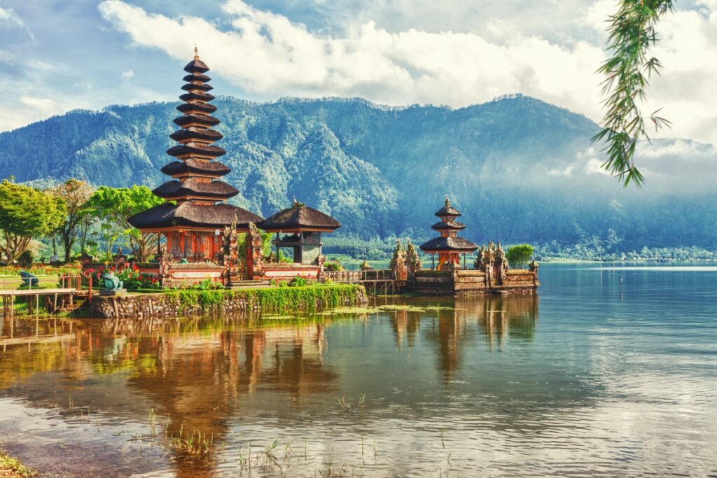 Pura Ulun Danu temple on a lake Beratan. Bali