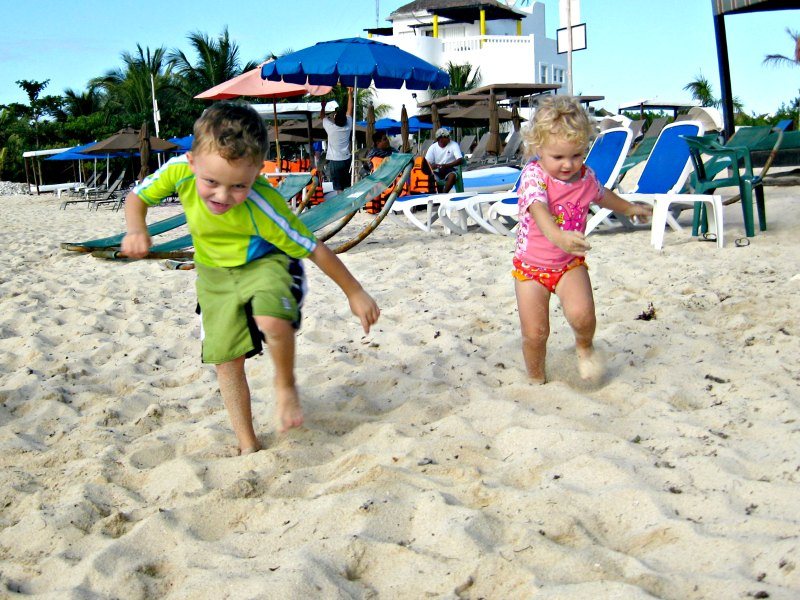 Fun family things to do in Cozumel Kids racing in the Sand in Cozumel.