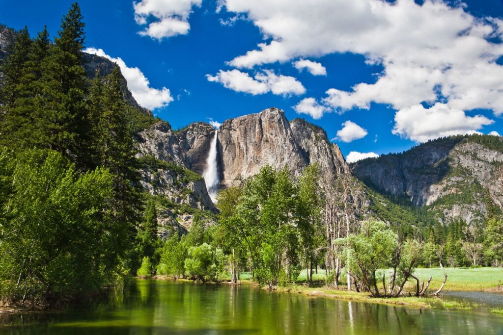 The waterfall in Yosemite National Park