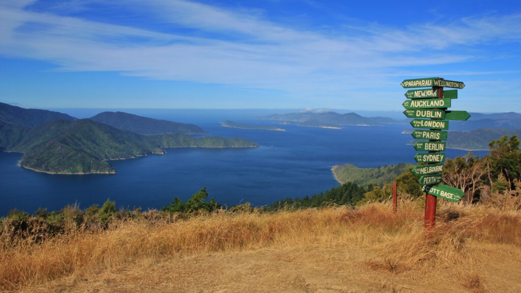 Signpost in the Marlborough Sounds