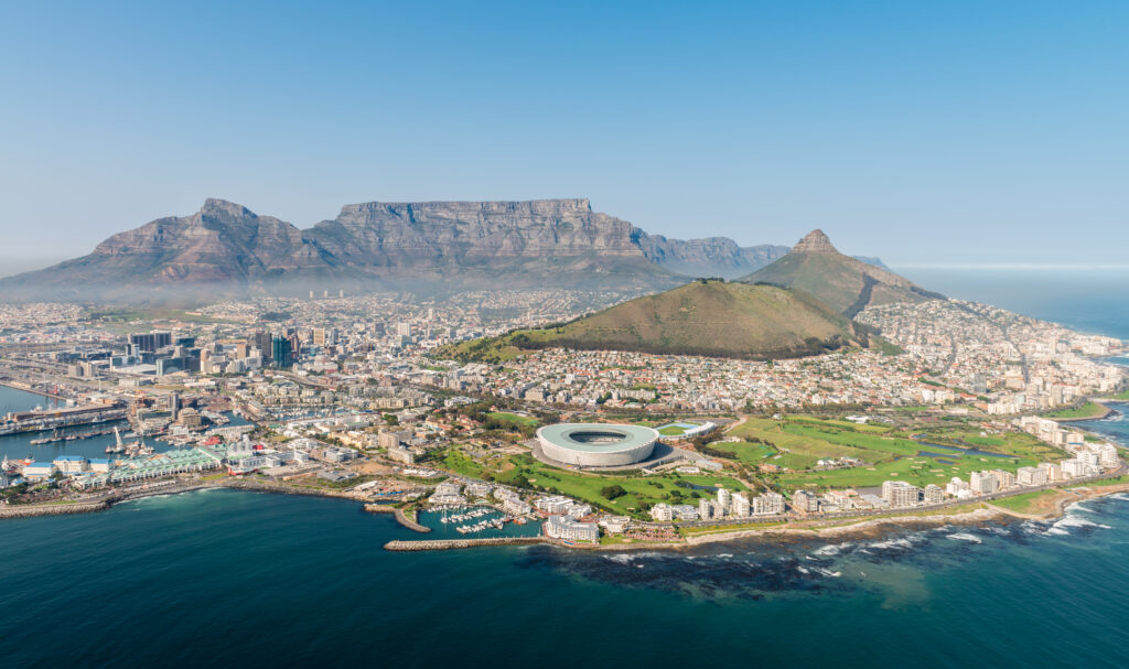 Cape Town, South Africa (aerial view from a helicopter)