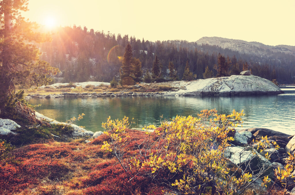 Hike in Wind River Range in Wyoming, USA. Autumn season.