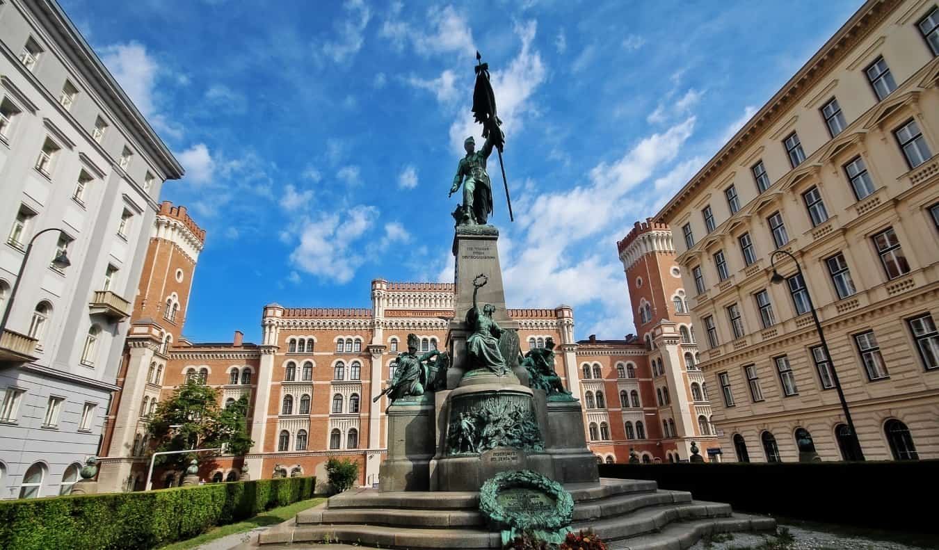 A statue outside the Rossauer Barracks in Vienna, Austria