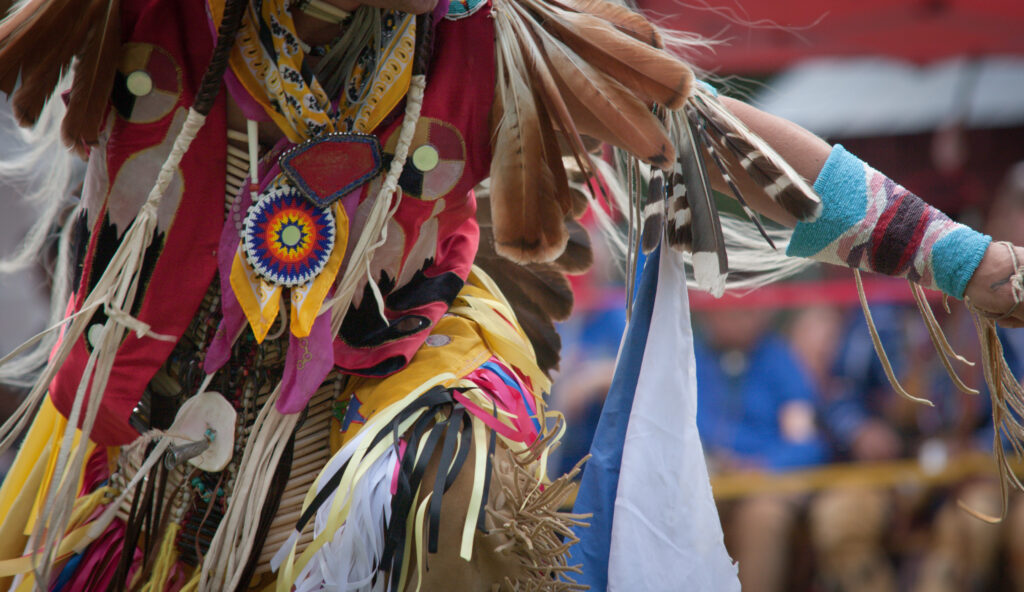 Native American Dancer with a colorful leather outfit