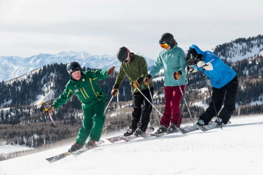 Intermediate Ski lesson learning to use edges at Deer Valley Resort via Deer Valley Resort