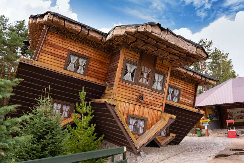 Weird Things to See in Poland upside down house at Szymbark park Poland