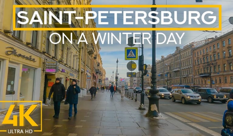 Saint Petersburg on a Sunny Winter Day in 4K UHD – City Walk with Real City Sounds