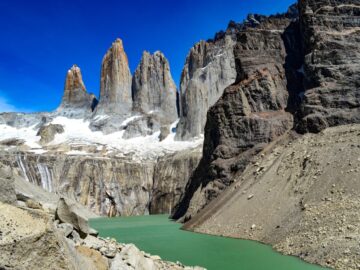 Views of the stunning landscapes in the Torres del Paine National Park, Patagonia, southern Chile