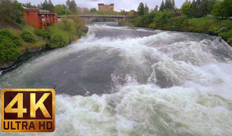 1 Hour – 4K (Ultra HD) Relax Video | Spokane Falls, Riverfront Park, Spokane, Eastern Washington