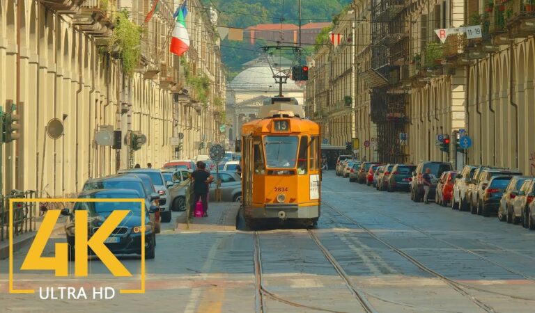 4K Turin, Italy – City Life Video with City Sounds – Top Italian Destinations