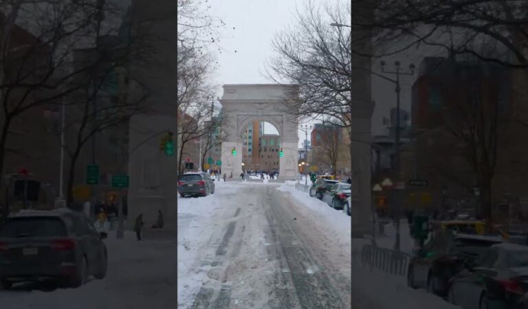 Snow Covered Streets of New York City in a Minute – Winter City Drive #shorts