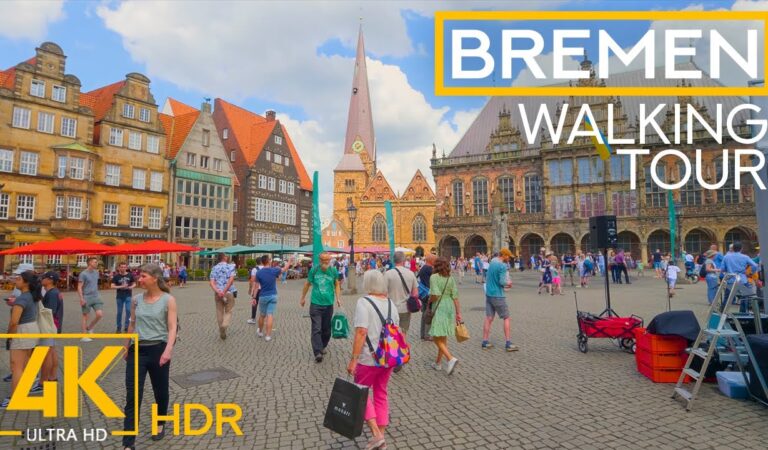 Exploring Cities of Germany in 4K HDR – City Walking Tour in Bremen – Busy City Life & City Sounds