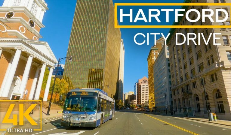 Exploring Scenic Roads of Connecticut State (Hartford) – City Drive Video in 4K UHD (Rear View)