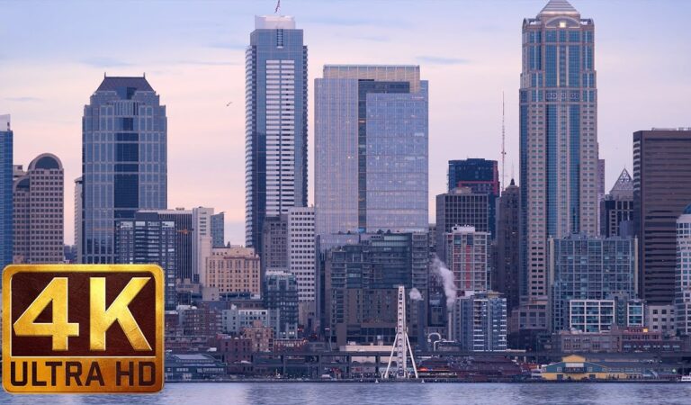 Seattle 4K UHD Cityscape | View From Alki Beach with Sailing Ships Views – Trailer